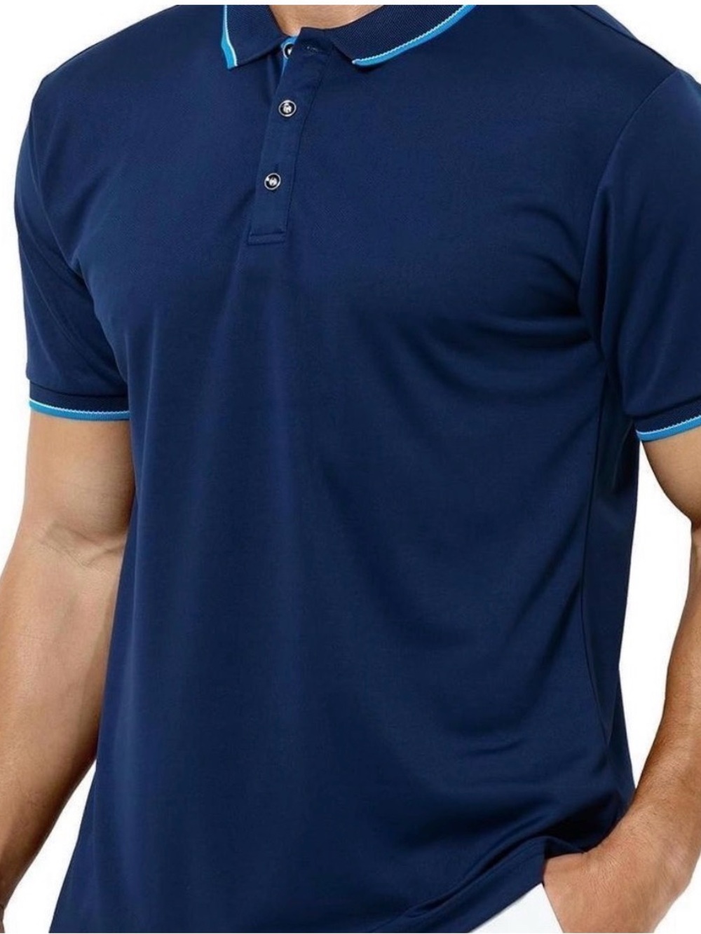Banana Republic Dark Blue Polo Luxury Touch with Light Blue Accents-XL